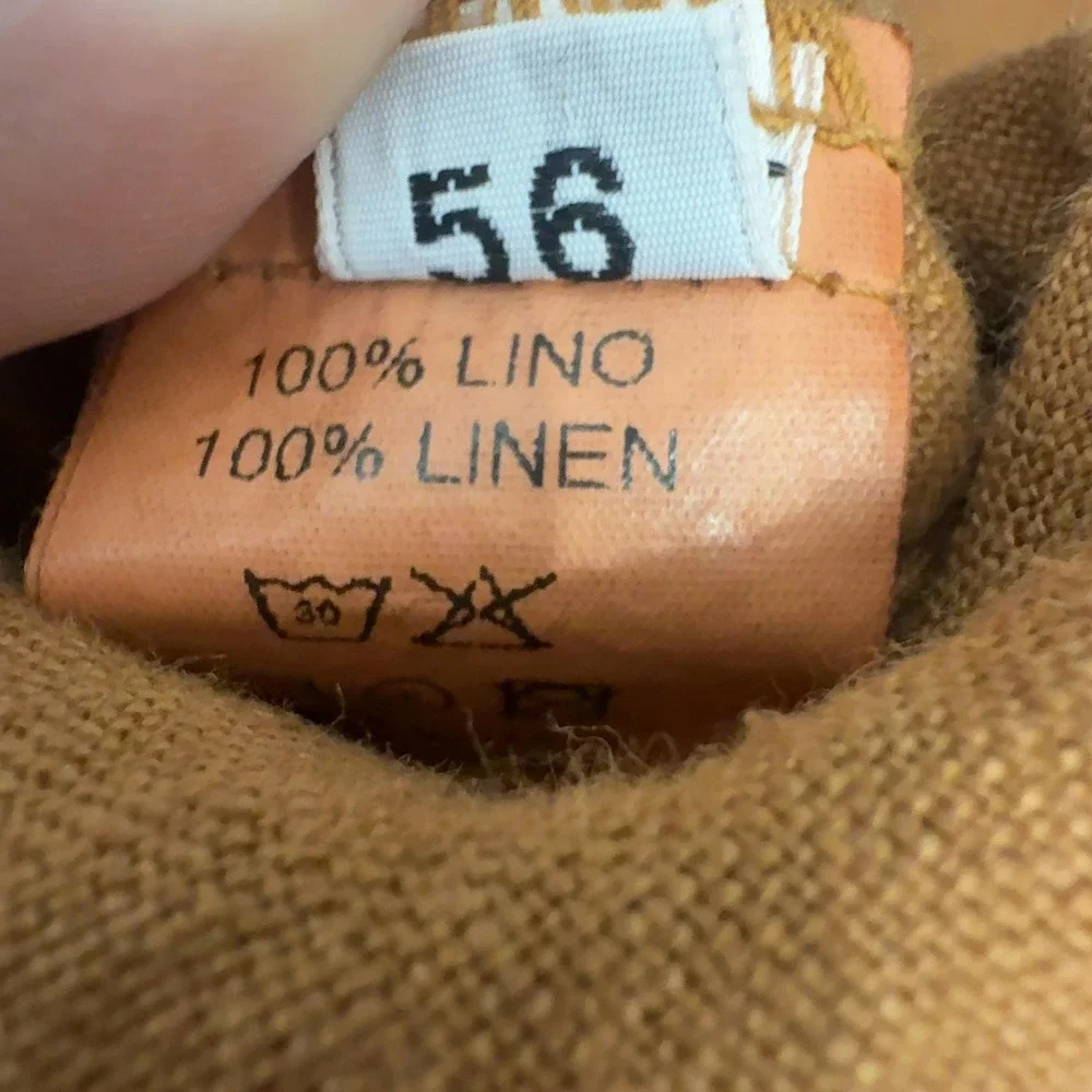 Soloio Pants Mens 56IT Orange Linen Flat Front Casual Summer Beach Classic Style